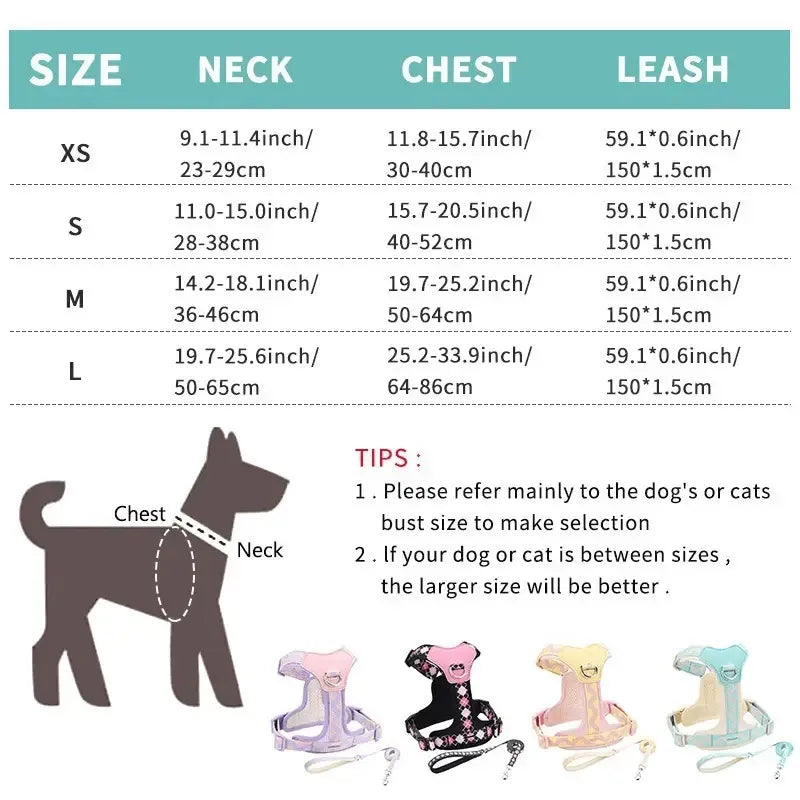 Y-Shaped Anti-Pull Pet Harness + Leash Set: Breathable Mesh, Adjustable, No Neck Choking, Suitable for Small to Medium-Sized Dogs and Cats, Makes Walking Easier. (BLACK, Size S)