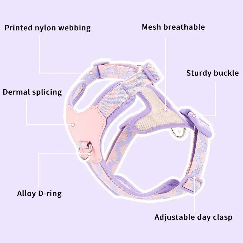 Y-Shaped Anti-Pull Pet Harness + Leash Set: Breathable Mesh, Adjustable, No Neck Choking, Suitable for Small to Medium-Sized Dogs and Cats, Makes Walking Easier. (BLACK, Size S)