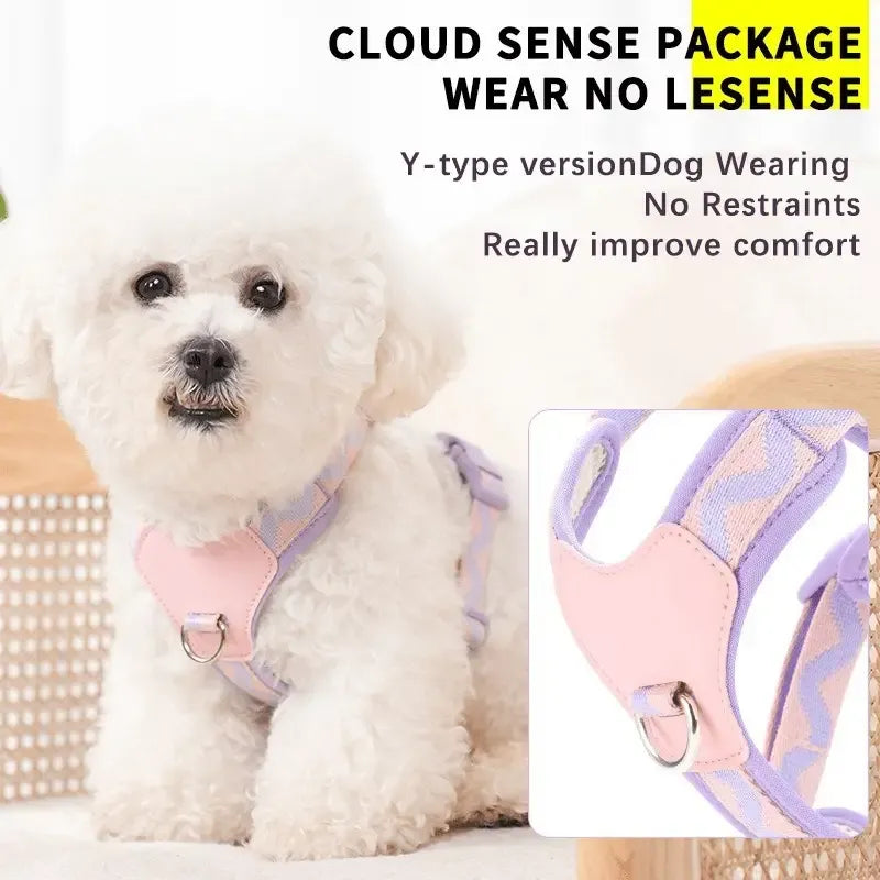 Y-Shaped Anti-Pull Pet Harness + Leash Set: Breathable Mesh, Adjustable, No Neck Choking, Suitable for Small to Medium-Sized Dogs and Cats, Makes Walking Easier. (BLACK, Size S)