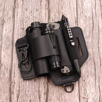 EDC Tactical Tool Holster – Multifunctional Outdoor Survival Utility Waist Pouch.(Leather black without tools)