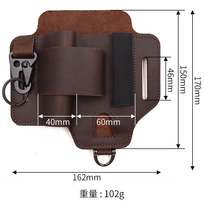 EDC Tactical Tool Holster – Multifunctional Outdoor Survival Utility Waist Pouch.(Leather black without tools)