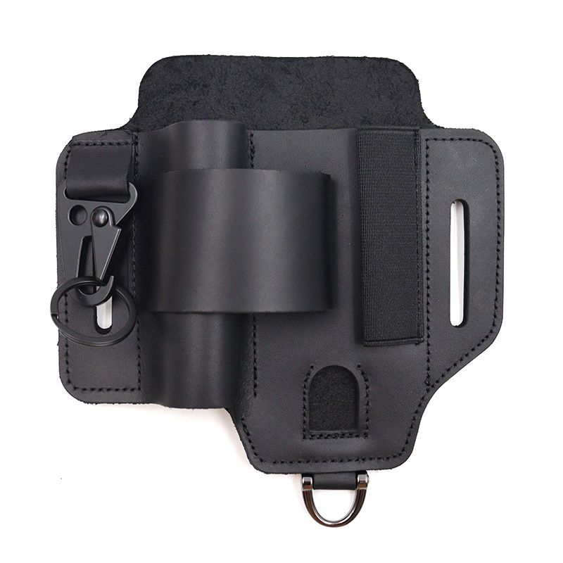 EDC Tactical Tool Holster – Multifunctional Outdoor Survival Utility Waist Pouch.(Leather black without tools)