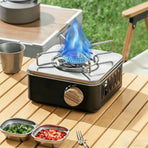 Mini Cassette Stove | 2.8KW Flame, Windproof, Overpressure Protection, Detachable Stand | Camping & Road Trip Essential.(black)