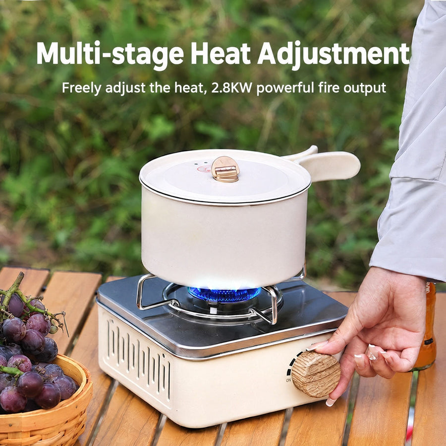 Mini Cassette Stove | 2.8KW Flame, Windproof, Overpressure Protection, Detachable Stand | Camping & Road Trip Essential.(black)