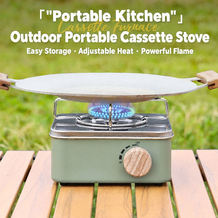 Mini Cassette Stove | 2.8KW Flame, Windproof, Overpressure Protection, Detachable Stand | Camping & Road Trip Essential.(black)