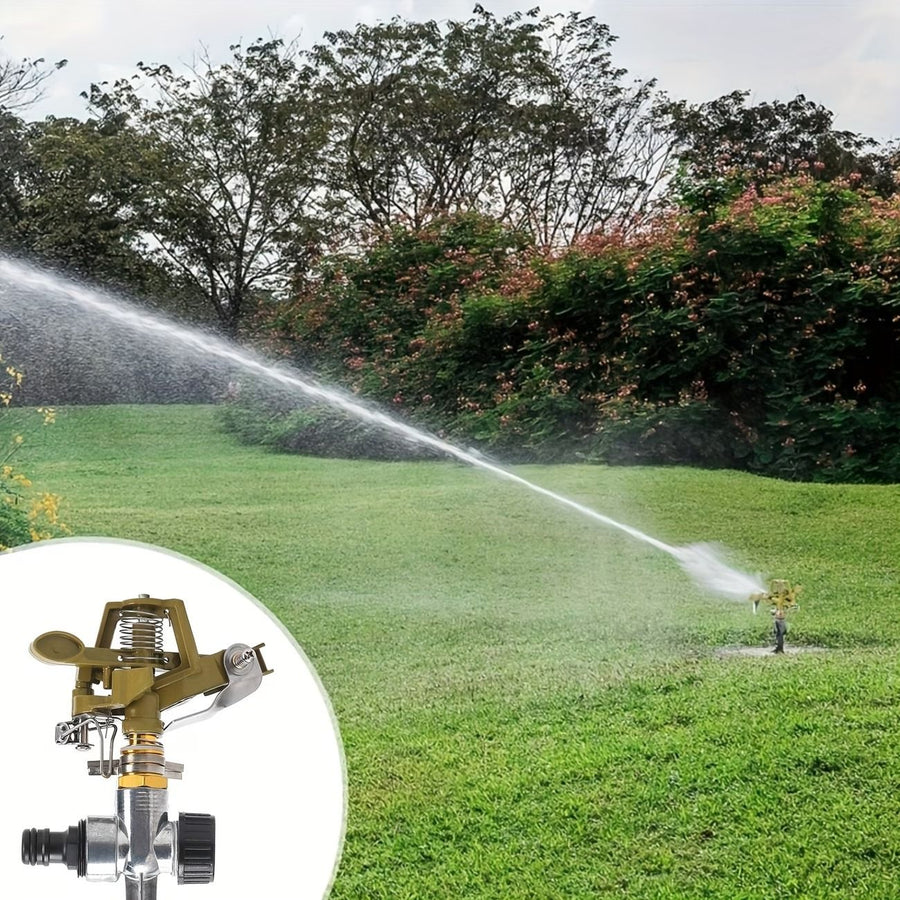 Zinc Alloy Rotating Sprinkler, 25°-360° Adjustable, 10-20m Wide Coverage, Spike Automatic Irrigation, Must-Have for Lawn & Garden.*bronze