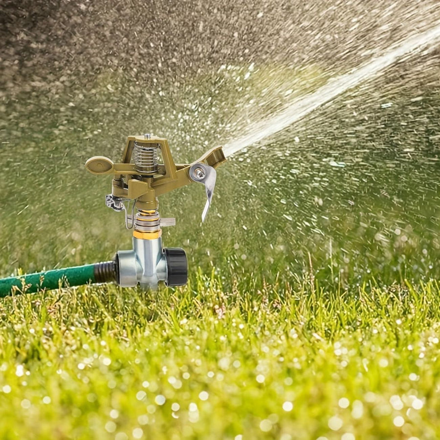 Zinc Alloy Rotating Sprinkler, 25°-360° Adjustable, 10-20m Wide Coverage, Spike Automatic Irrigation, Must-Have for Lawn & Garden.*bronze
