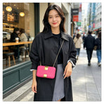 Fashion Metal Magnetic Chain Small Square Bag: Crossbody & Shoulder Bag, Polyester Lining.(leopard print)