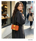 Fashion Metal Magnetic Chain Small Square Bag: Crossbody & Shoulder Bag, Polyester Lining(brown)