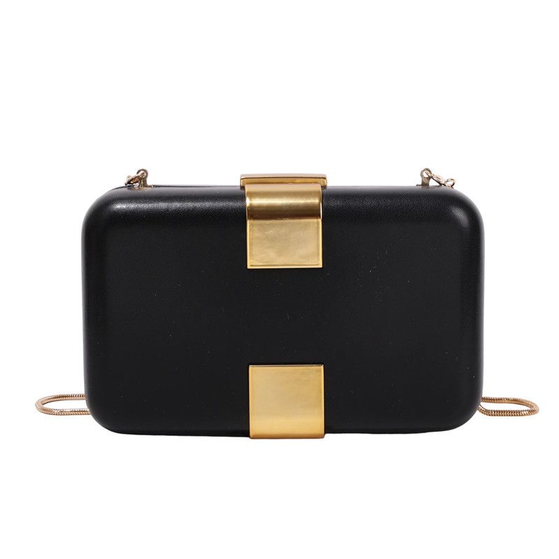 Fashion Metal Magnetic Chain Small Square Bag: Crossbody & Shoulder Bag, Polyester Lining(brown)