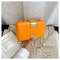 Fashion Metal Magnetic Chain Small Square Bag: Crossbody & Shoulder Bag, Polyester Lining.(orange)