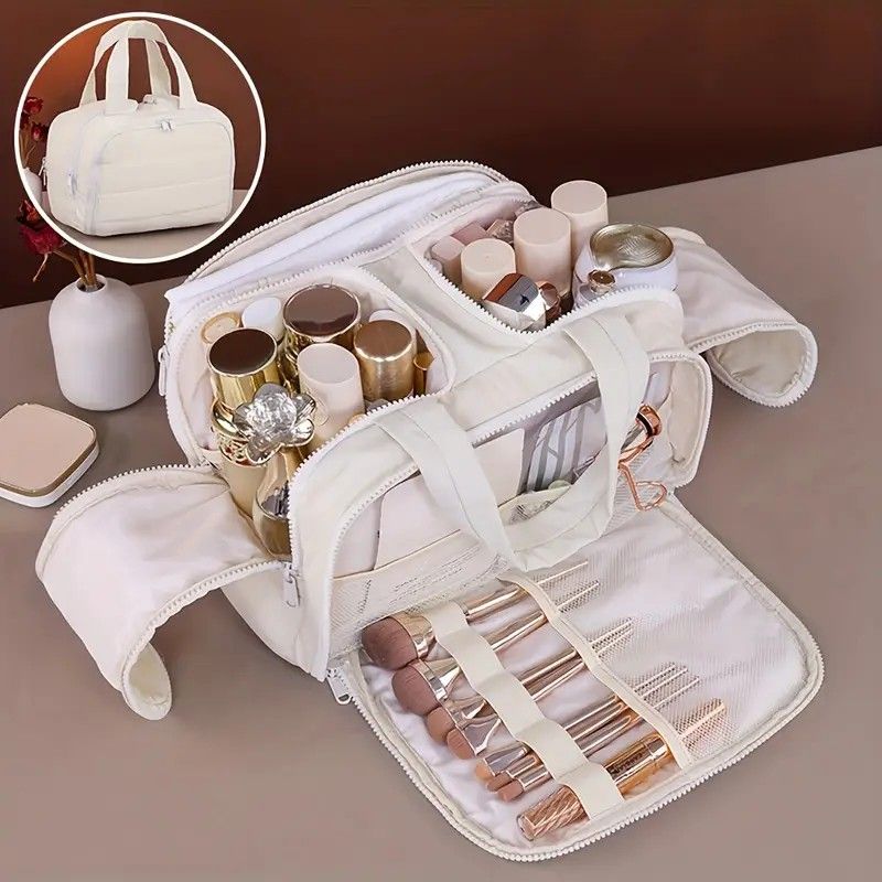 Travel Toiletry & Makeup Bag – Large Capacity Organiser Wash Bag with Compartments(black)