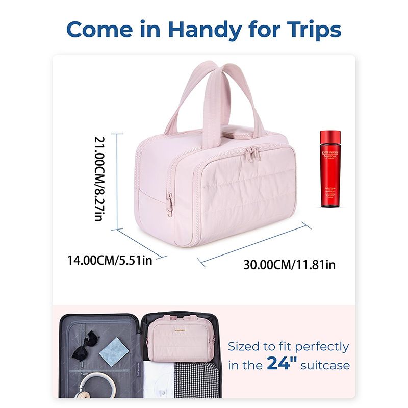 Travel Toiletry & Makeup Bag – Large Capacity Organiser Wash Bag with Compartments(black)