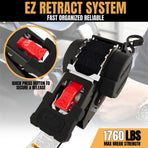 1"x3m Slow-Retract Auto Ratchet + Figure-8 Strap, Smooth Recoil, Pinch-Proof, Even Tension, Universal Cargo Tie-Down.