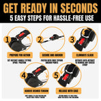 1"x3m Slow-Retract Auto Ratchet + Figure-8 Strap, Smooth Recoil, Pinch-Proof, Even Tension, Universal Cargo Tie-Down.
