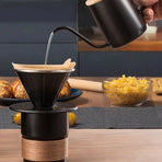 6-Piece Pour Over Coffee Set, Coffee Machine Gift Box, Pour Over Coffee Kettle, Coffee Cup, Coffee Bean Grinder Set.black
