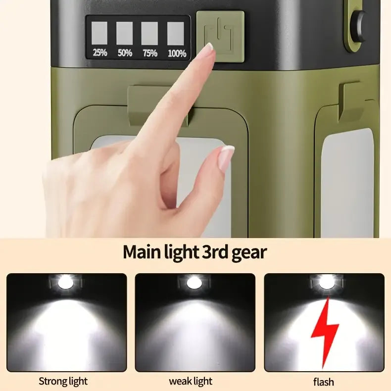 4-Leaf Foldable Solar Camping Lantern, 1800mAh 6 Lighting Modes, Portable Hands-Free Hanging Floodlight