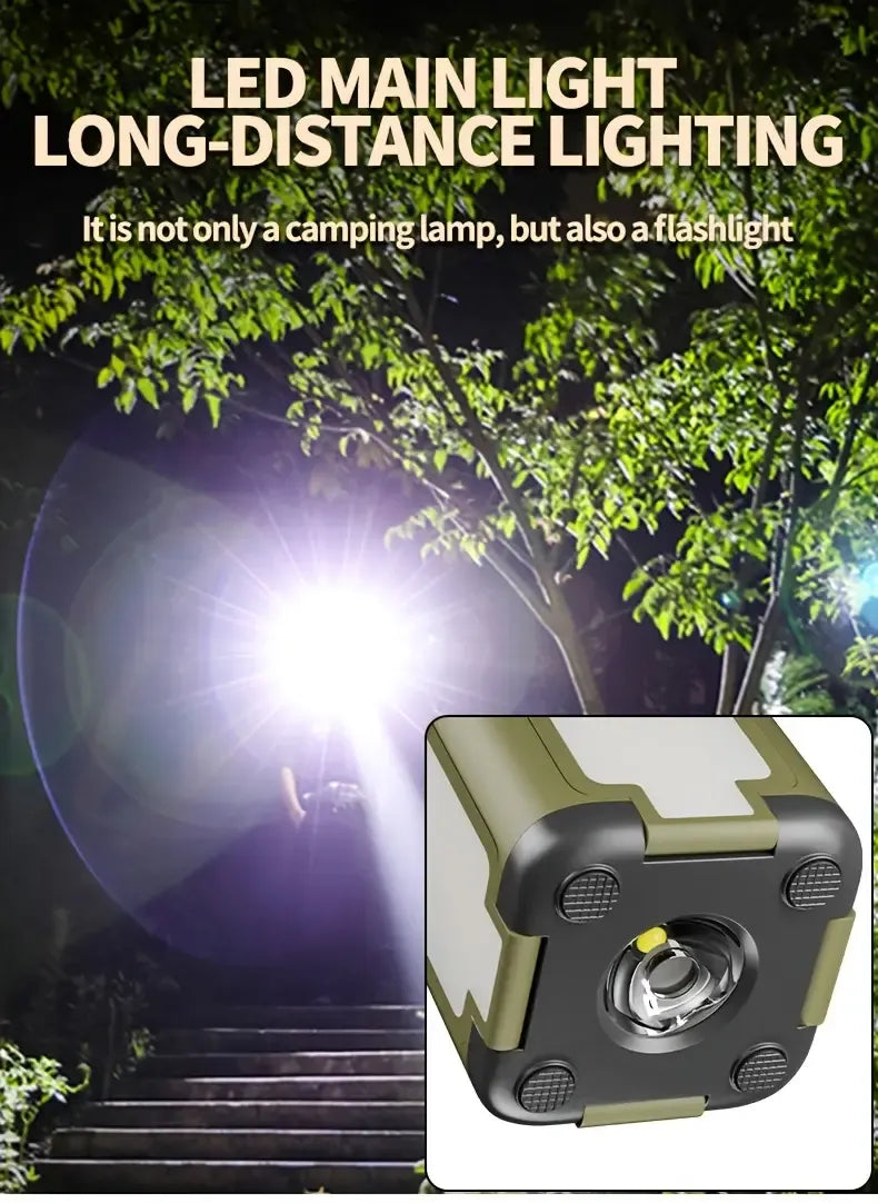 4-Leaf Foldable Solar Camping Lantern, 1800mAh 6 Lighting Modes, Portable Hands-Free Hanging Floodlight