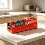 1-Pack USB Rechargeable Electric Knife Sharpener with Built-in Lithium Battery – Efficient Precision Grinding, Sharpens Without Damaging Blades, Easy Operation, Designed for Kitchen Knives, Ideal for Home Cooks & Chefs./red