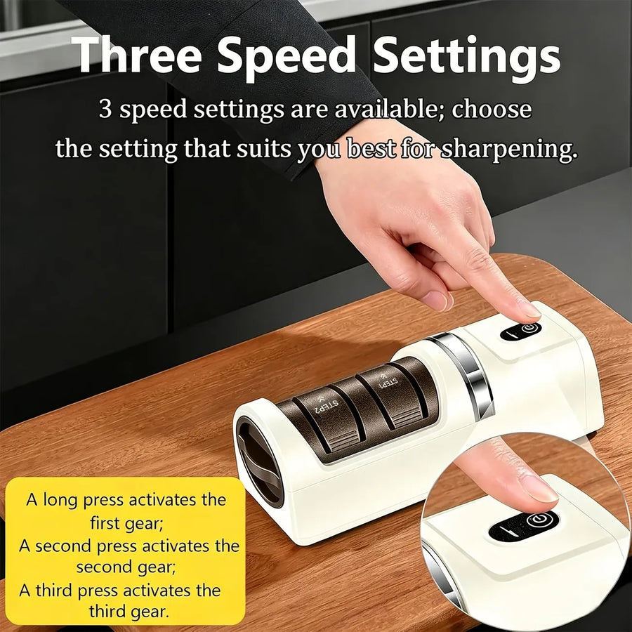 1-Pack USB Rechargeable Electric Knife Sharpener with Built-in Lithium Battery – Efficient Precision Grinding, Sharpens Without Damaging Blades, Easy Operation, Designed for Kitchen Knives, Ideal for Home Cooks & Chefs./red