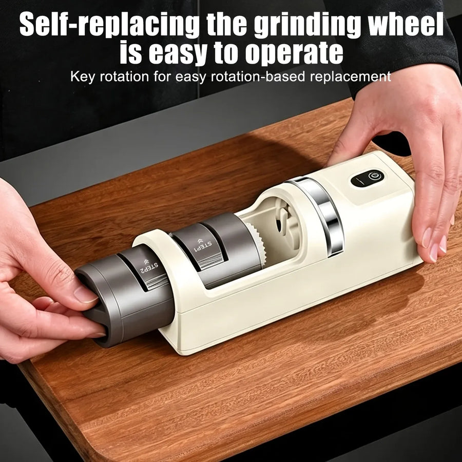 1-Pack USB Rechargeable Electric Knife Sharpener with Built-in Lithium Battery – Efficient Precision Grinding, Sharpens Without Damaging Blades, Easy Operation, Designed for Kitchen Knives, Ideal for Home Cooks & Chefs./red