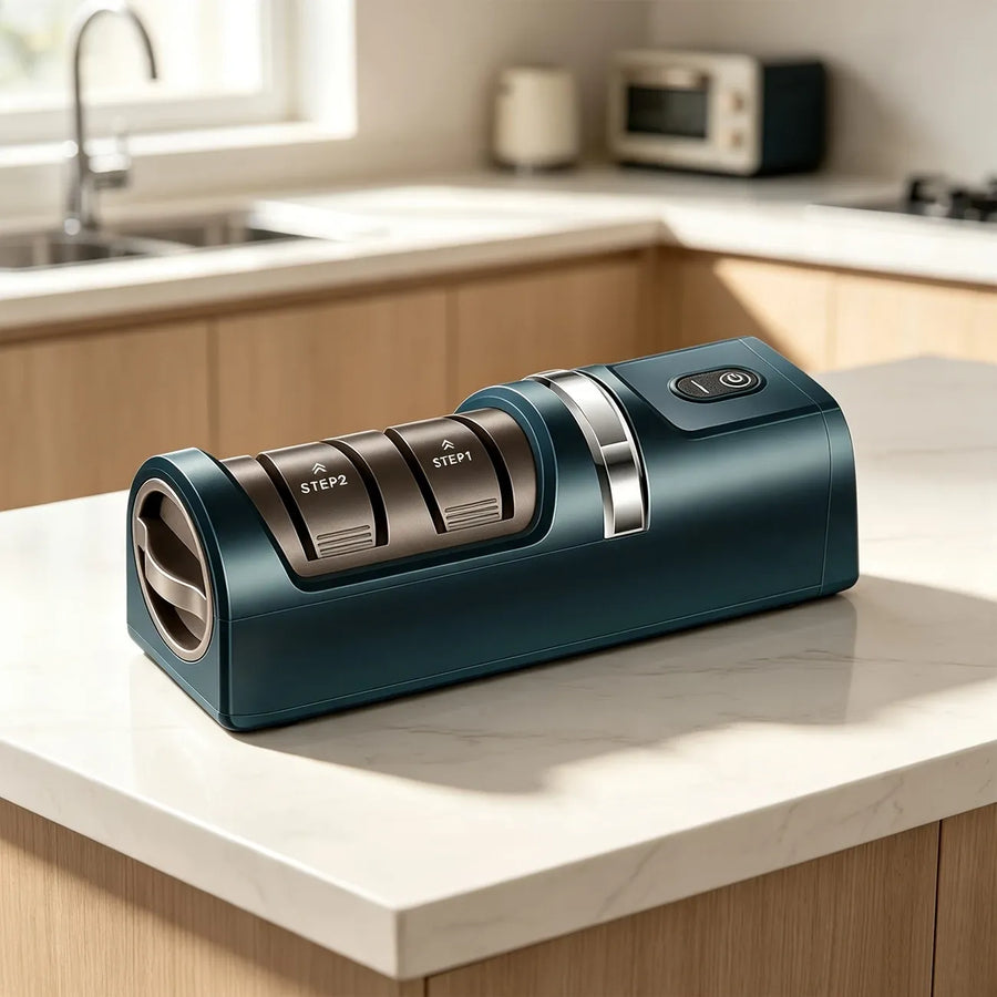 1-Pack USB Rechargeable Electric Knife Sharpener with Built-in Lithium Battery – Efficient Precision Grinding, Sharpens Without Damaging Blades, Easy Operation, Designed for Kitchen Knives, Ideal for Home Cooks & Chefs./red