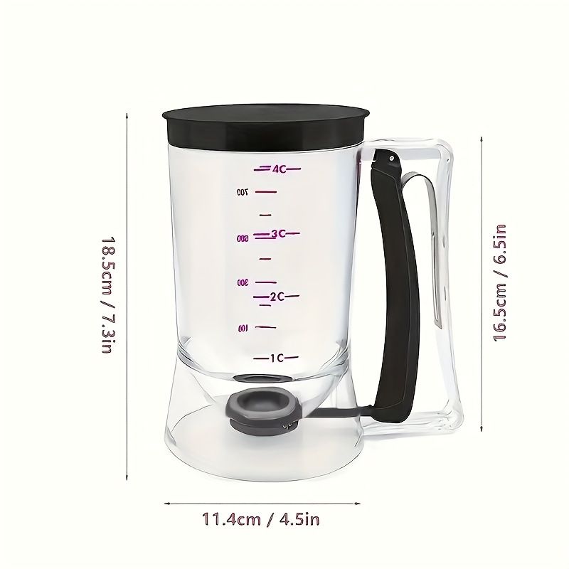Handheld Batter Dispenser with Measuring Cup, PP Cake Waffle Pancake Batter Separator, DIY Baking Tool(purple)