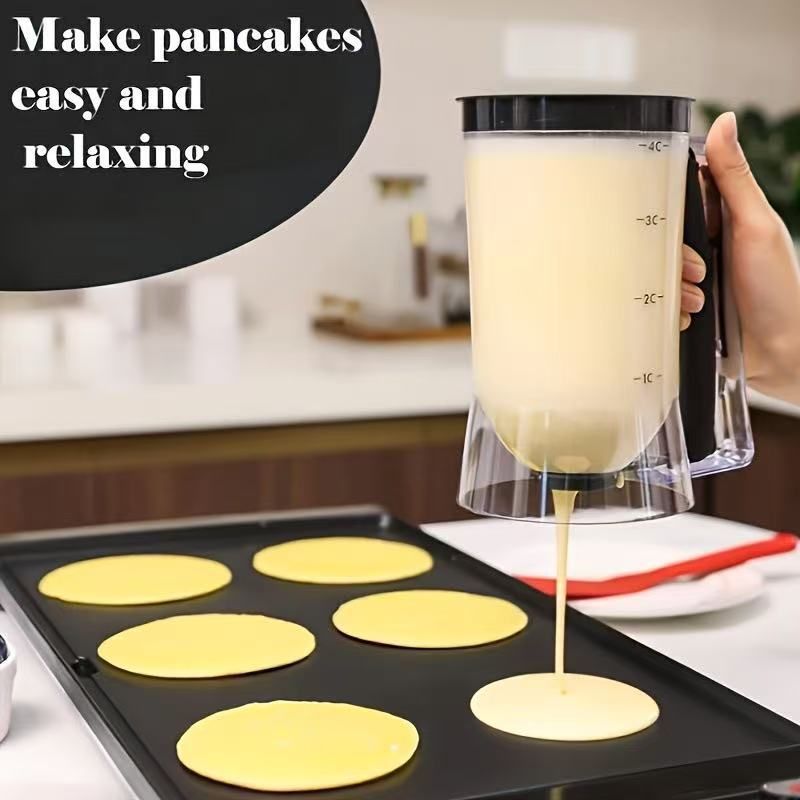 Handheld Batter Dispenser with Measuring Cup, PP Cake Waffle Pancake Batter Separator, DIY Baking Tool(purple)