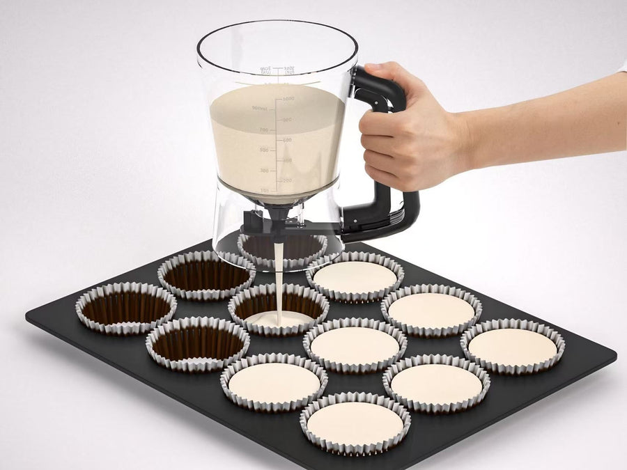 Handheld Batter Dispenser with Measuring Cup, PP Cake Waffle Pancake Batter Separator, DIY Baking Tool(purple)