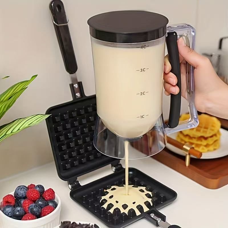 Handheld Batter Dispenser with Measuring Cup, PP Cake Waffle Pancake Batter Separator, DIY Baking Tool(purple)