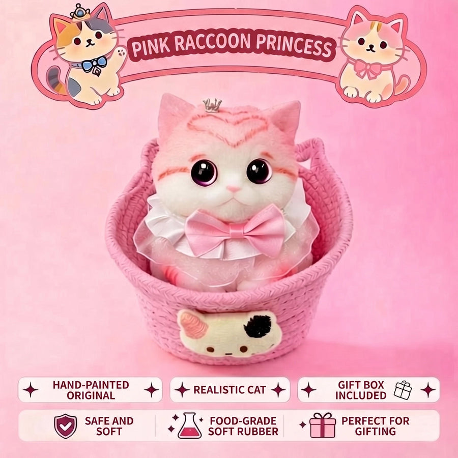 Cute Handmade Simulated Cat Stress Relief Squishy Toy/ (Large cat + accessories + cat bed + gift box)