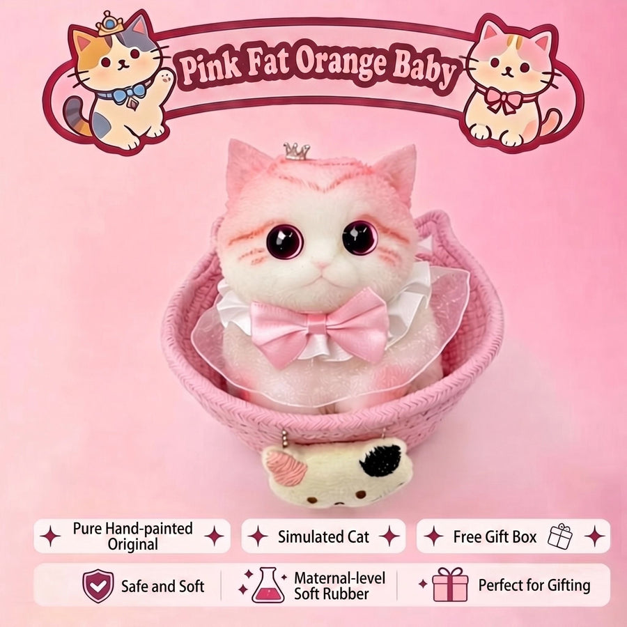 Cute Handmade Simulated Cat Stress Relief Squishy Toy/ (Large cat + accessories + cat bed + gift box)