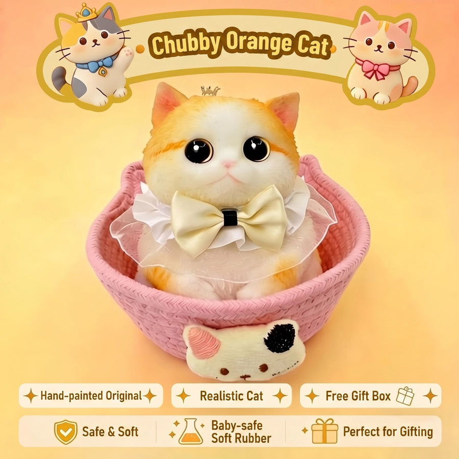 Cute Handmade Simulated Cat Stress Relief Squishy Toy/ (Large cat + accessories + cat bed + gift box)