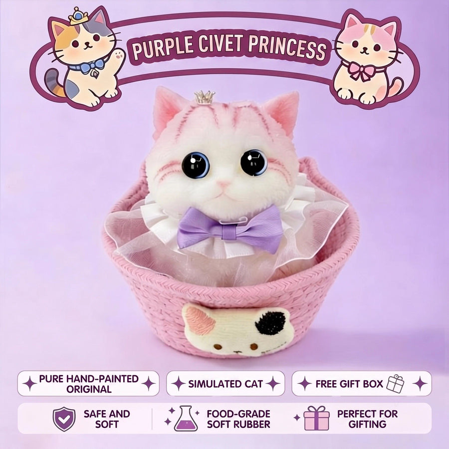 Cute Handmade Simulated Cat Stress Relief Squishy Toy/ (Large cat + accessories + cat bed + gift box)
