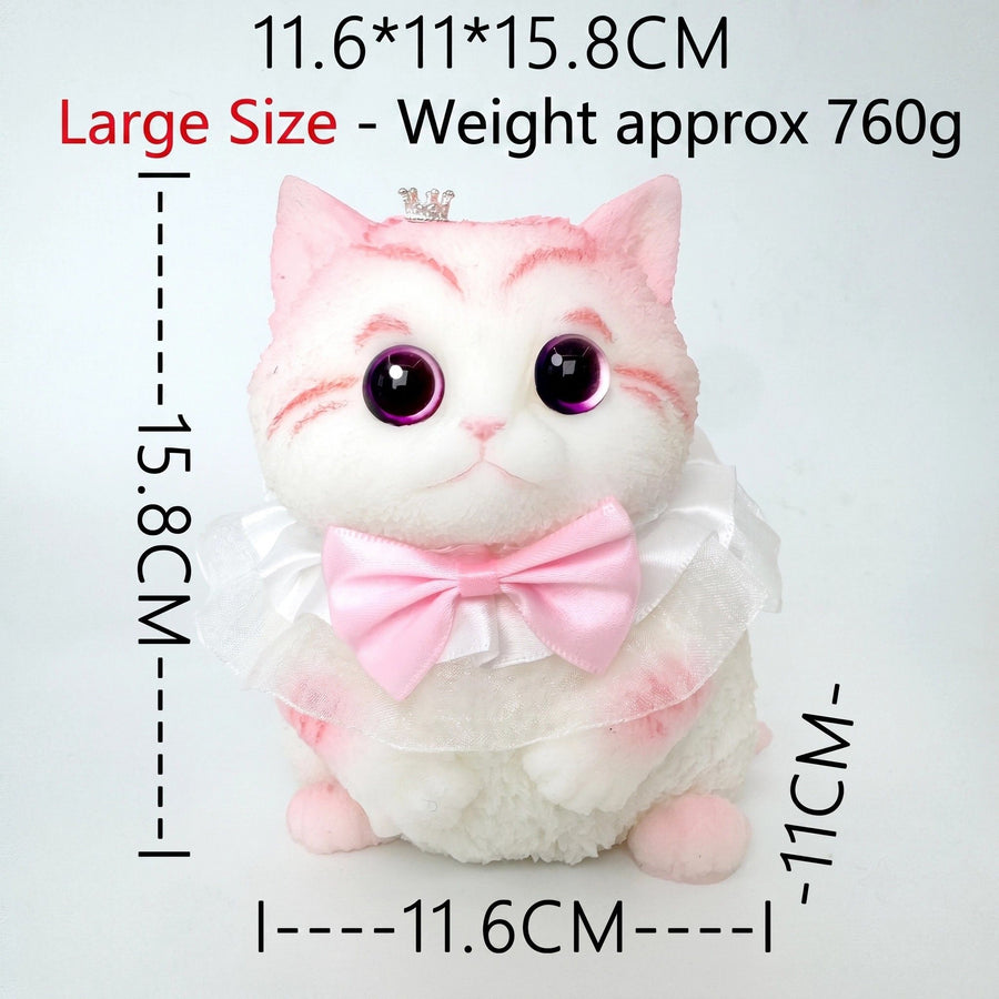Cute Handmade Simulated Cat Stress Relief Squishy Toy/ (Large cat + accessories + cat bed + gift box)