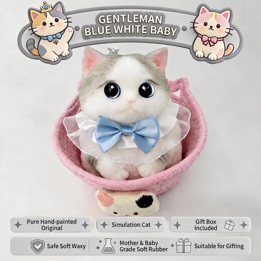 Cute Handmade Simulated Cat Stress Relief Squishy Toy/ (Large cat + accessories + cat bed + gift box)