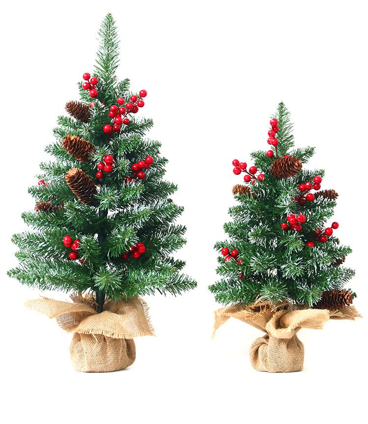 Mini Christmas Tree 45cm, Natural Pinecone Log Base Tabletop Decoration (Warm Light Version)