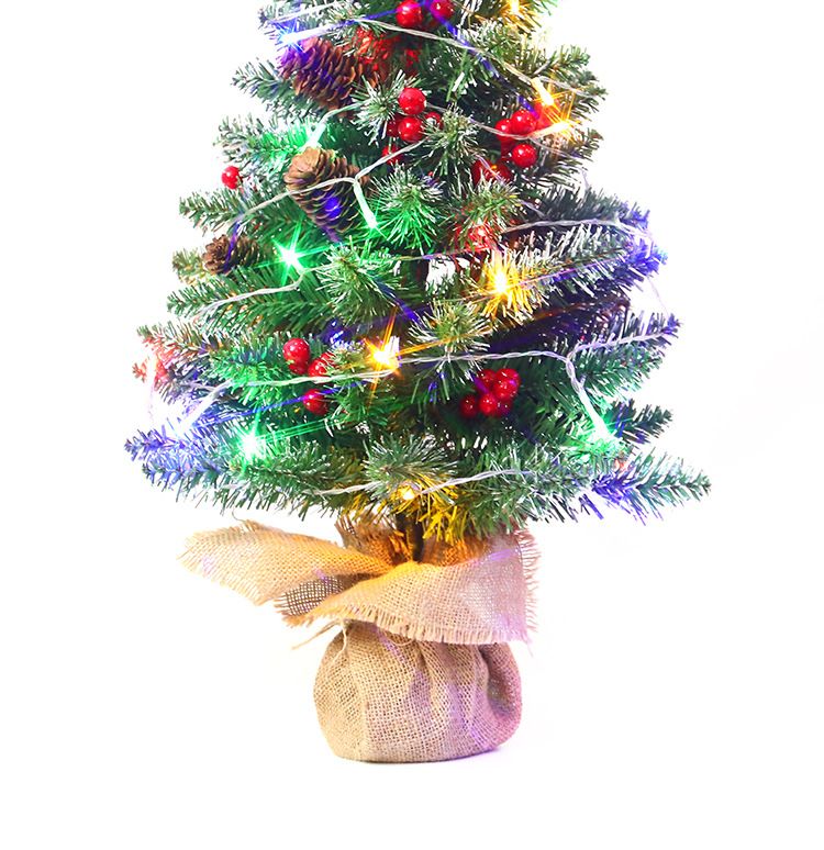 Mini Christmas Tree 45cm, Natural Pinecone Log Base Tabletop Decoration (Warm Light Version)