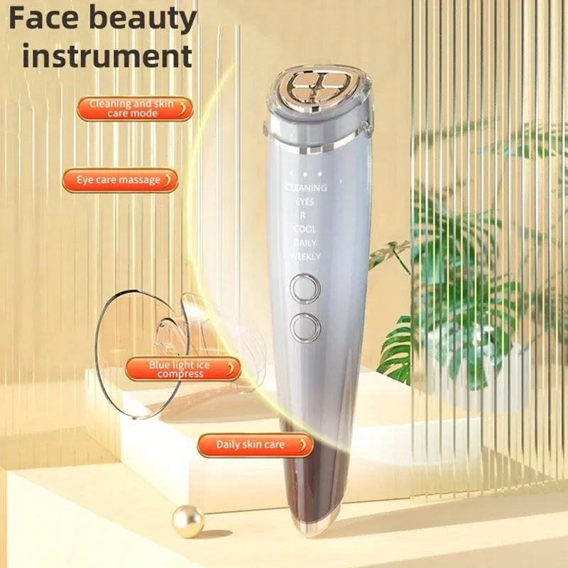 6-in-1 Beauty Device with Hot & Cold Therapy, Red/Blue Light, 3 Intensity Levels & Magnetic Dock. Deep cleansing & firming for daily skincare./WHITE