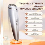 6-in-1 Beauty Device with Hot & Cold Therapy, Red/Blue Light, 3 Intensity Levels & Magnetic Dock. Deep cleansing & firming for daily skincare./WHITE - Close-Up Angle