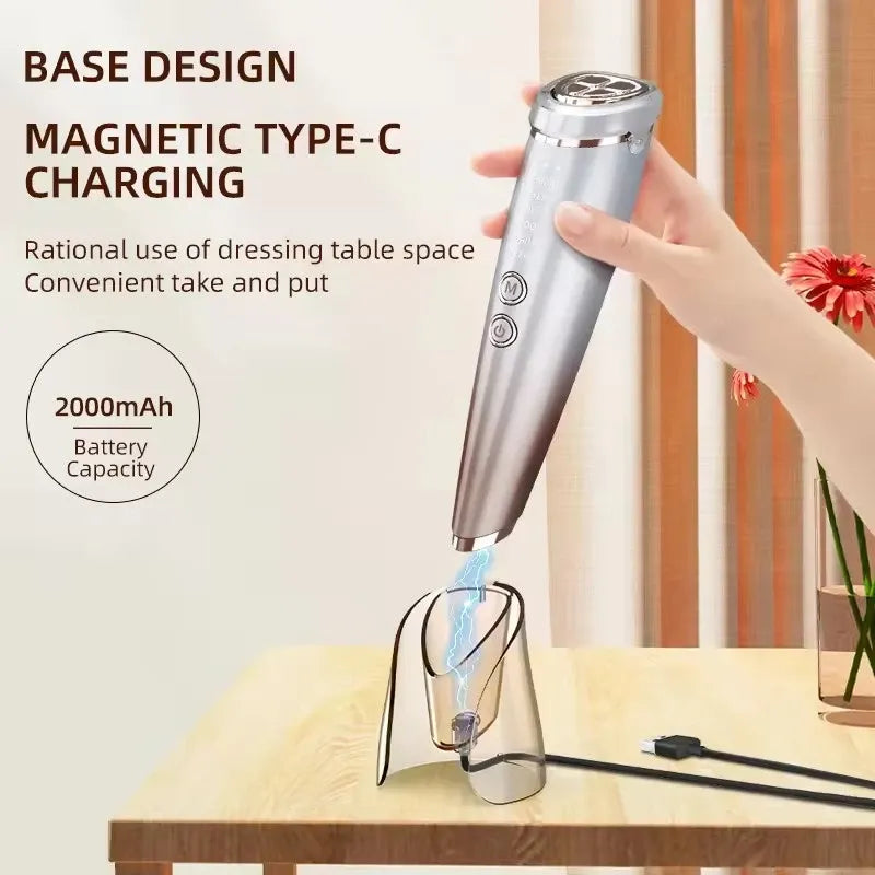 6-in-1 Beauty Device with Hot & Cold Therapy, Red/Blue Light, 3 Intensity Levels & Magnetic Dock. Deep cleansing & firming for daily skincare./WHITE