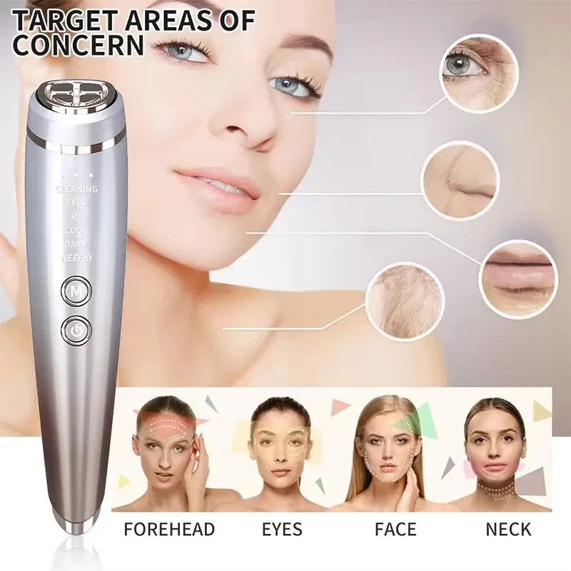 6-in-1 Beauty Device with Hot & Cold Therapy, Red/Blue Light, 3 Intensity Levels & Magnetic Dock. Deep cleansing & firming for daily skincare./WHITE