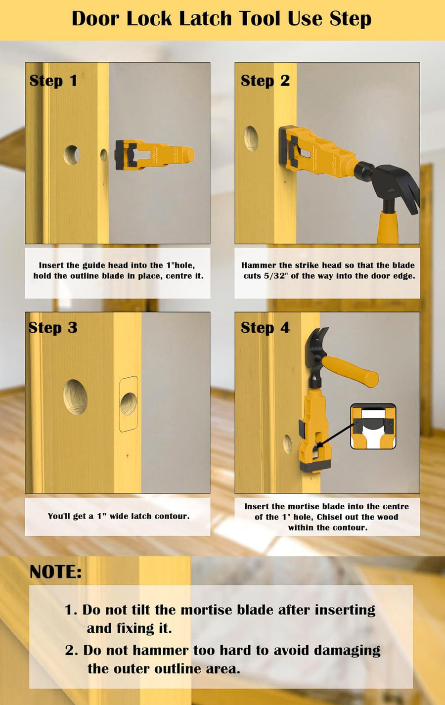 Door Latch Chisel Positioning Tool: Precise Positioning Without Measurement, Easy Installation With Less Effort/wine red