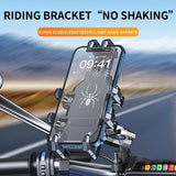 Shockproof Phone Mount, Compatible with Bicycles/Motorcycles/Scooters/ATVs, 720-Degree Rotation Anti-Shake, Fits 4.5-7 Inch Smartphones - Top-Down View
