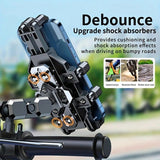 Shockproof Phone Mount, Compatible with Bicycles/Motorcycles/Scooters/ATVs, 720-Degree Rotation Anti-Shake, Fits 4.5-7 Inch Smartphones - 45-Degree Angle