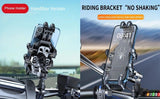 Shockproof Phone Mount, Compatible with Bicycles/Motorcycles/Scooters/ATVs, 720-Degree Rotation Anti-Shake, Fits 4.5-7 Inch Smartphones - Close-Up Angle
