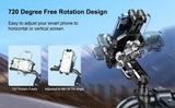 Shockproof Phone Mount, Compatible with Bicycles/Motorcycles/Scooters/ATVs, 720-Degree Rotation Anti-Shake, Fits 4.5-7 Inch Smartphones - Low Angle