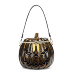 Halloween Upgraded Fun Pumpkin Bag, Dual-Strap Design, PU Material, Medium-Large Capacity, Party Essential./golden