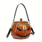 Halloween Upgraded Fun Pumpkin Bag, Dual-Strap Design, PU Material, Medium-Large Capacity, Party Essential./golden