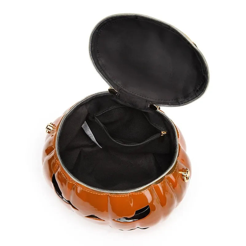Halloween Upgraded Fun Pumpkin Bag, Dual-Strap Design, PU Material, Medium-Large Capacity, Party Essential./golden